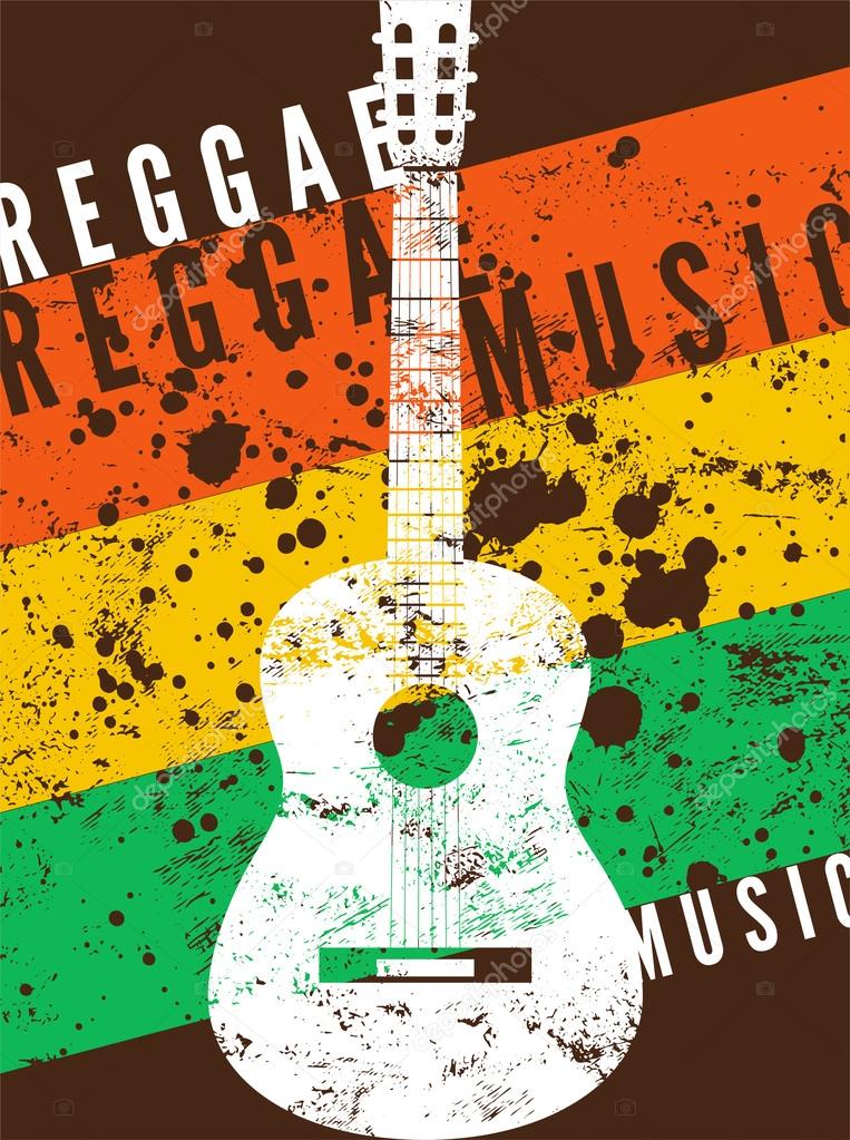 Reggae music poster. Retro typographical grunge vector illustration.