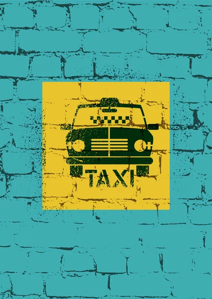 Typografische graffiti retro grunge taxi cab poster. Vectorillustratie. — Stockvector
