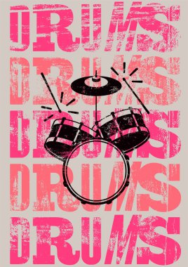 Yazım davul vintage tarzı poster. Retro grunge vektör çizim.