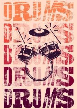 Yazım davul vintage tarzı poster. Retro grunge vektör çizim.
