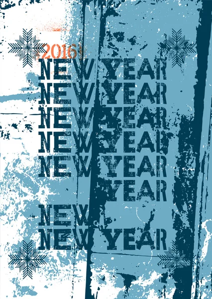 Typografische retro Happy New Year 2016 kaart ontwerp. Grunge vectorillustratie. — Stockvector