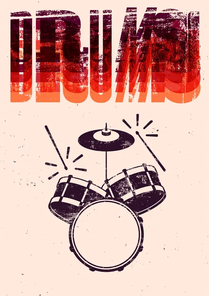 Typografische drums vintage stijl poster. Retro grunge vectorillustratie. — Stockvector