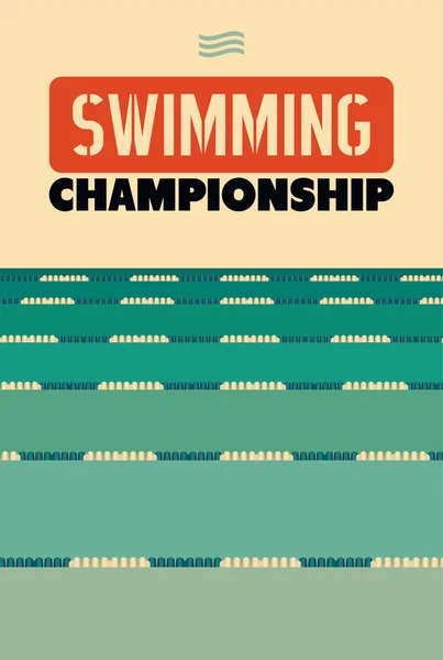 Manifesto tipografico in stile vintage per il Campionato di Nuoto. Illustrazione vettoriale retrò . — Vettoriale Stock