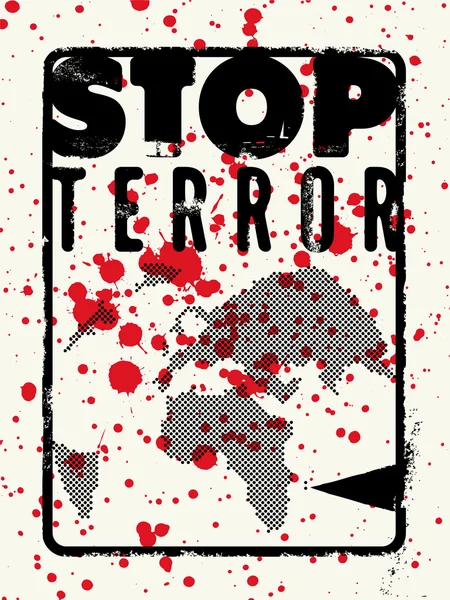 테러를 중지 합니다. 인쇄 상의 그런 지 항의 포스터입니다. 벡터 일러스트 레이 션. — 스톡 벡터