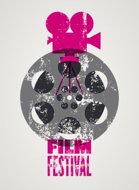 Film Festivali afiş. Retro tipografik grunge vektör çizim.