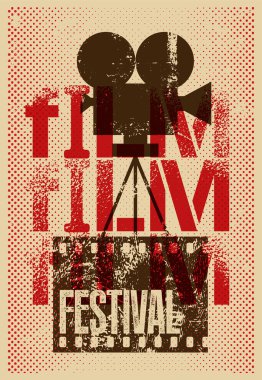Film festival poster. Retro typographical grunge vector illustration. clipart