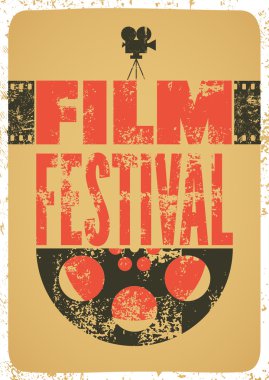 Film Festivali afiş. Retro tipografik grunge vektör çizim.