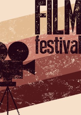 Film Festivali afiş. Retro tipografik grunge vektör çizim.