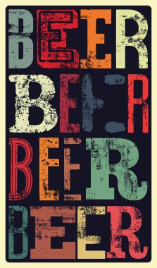 Tipografik vintage tarzı bira afiş tasarımı. Retro grunge vektör çizim.