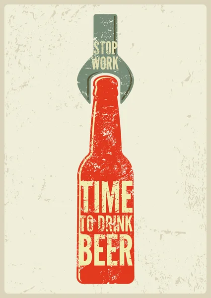 Cartel tipográfico de cerveza grunge retro. Ilustración vectorial. — Archivo Imágenes Vectoriales