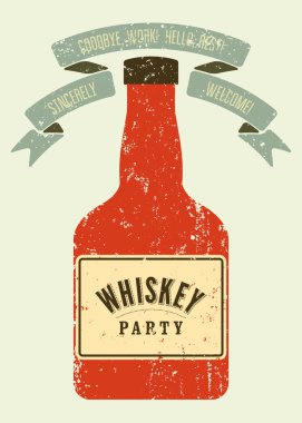 Tipografik retro grunge tasarım viski parti poster. Vektör çizim.