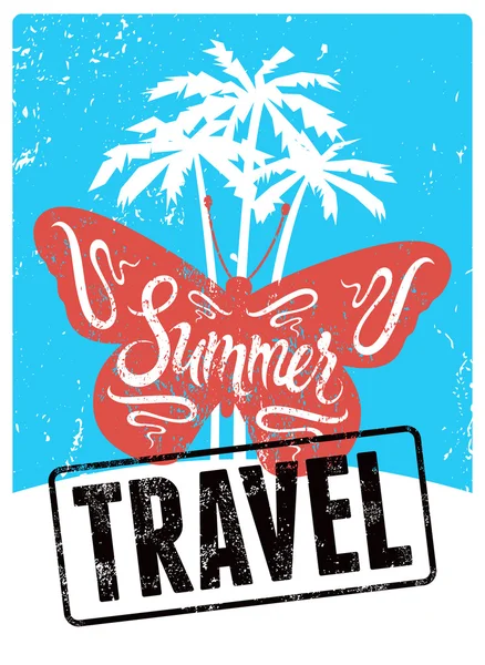 Design de grunge retrô tipográfico Cartaz de viagem de verão. Ilustração vetorial . — Vetor de Stock