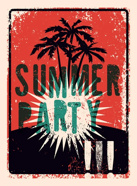 Design de cartaz retro de grunge de festa de verão tipográfico. Ilustração vetorial. Eps 10 . — Vetor de Stock