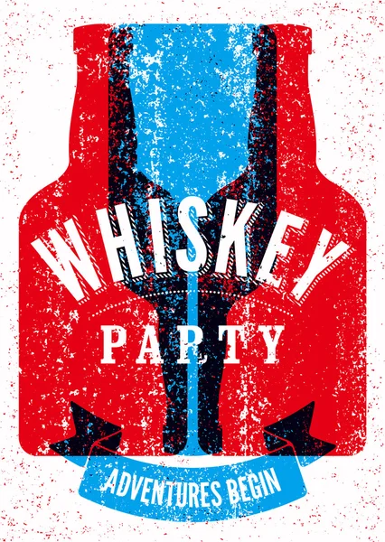 Typografische retro grunge ontwerp Whiskey partij poster. Vectorillustratie. EPS-10. — Stockvector
