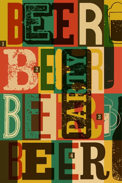 Tipografik vintage tarzı bira partisi afiş tasarımı. Retro vektör çizim.