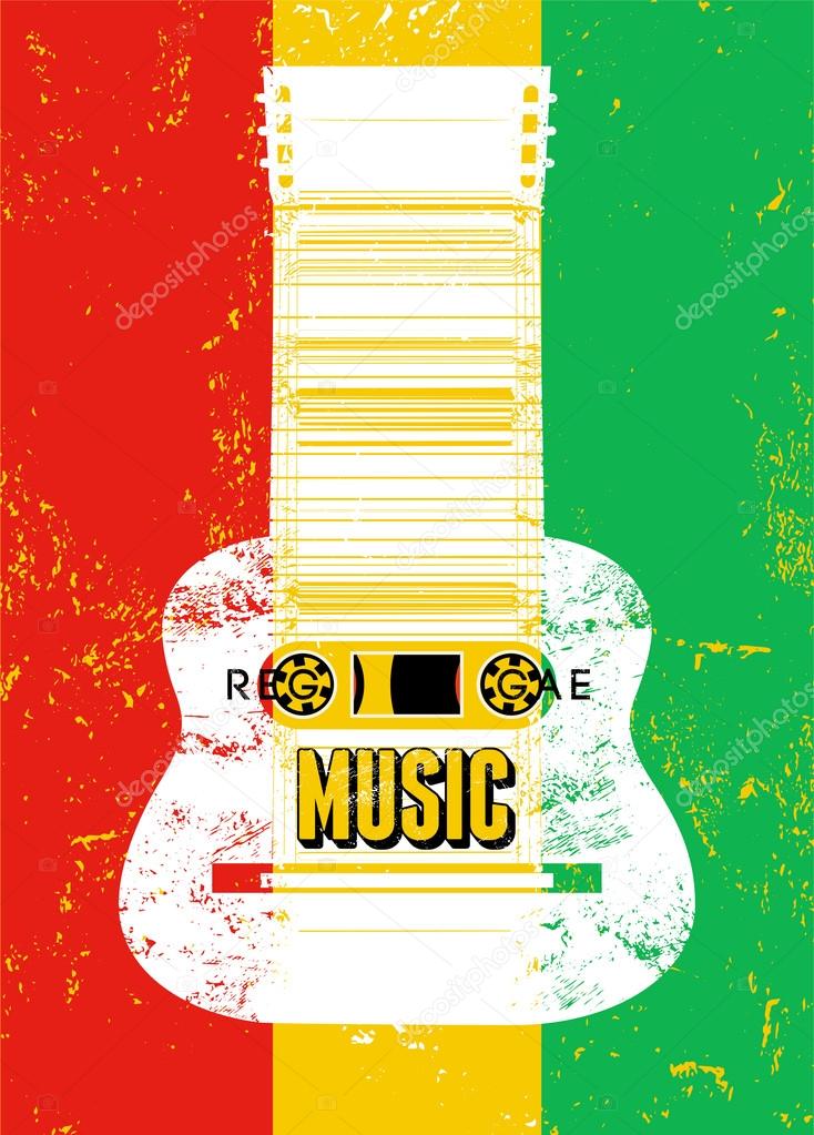 Reggae music poster. Retro typographical grunge vector illustration.