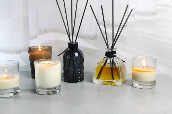 Luxury Nice Glass Candle Aroma Room Fresherner Reed Diffuser Sticks — Stock Photo, Image