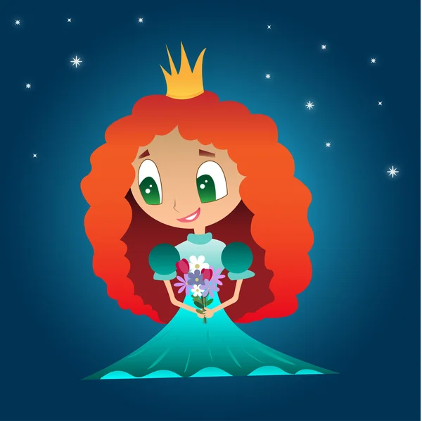 La Princesa con el ramo y las estrellas — Vector de stock