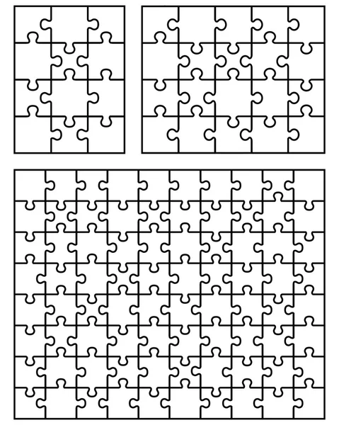 Tre puzzle bianchi — Vettoriale Stock