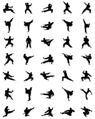 Siyah karate siluetleri