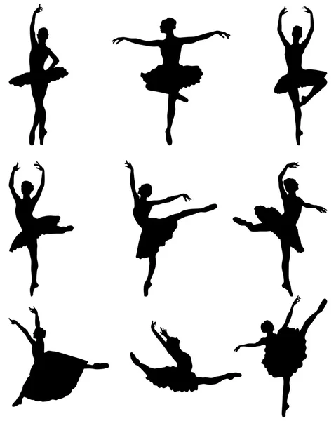 Silhouettes de ballerines — Image vectorielle