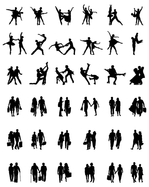 Silhouettes of couples — Stock Vector