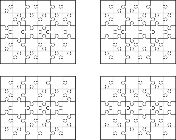 Illustration Von Vier Weißen Puzzles Getrennte Teile — Stockvektor