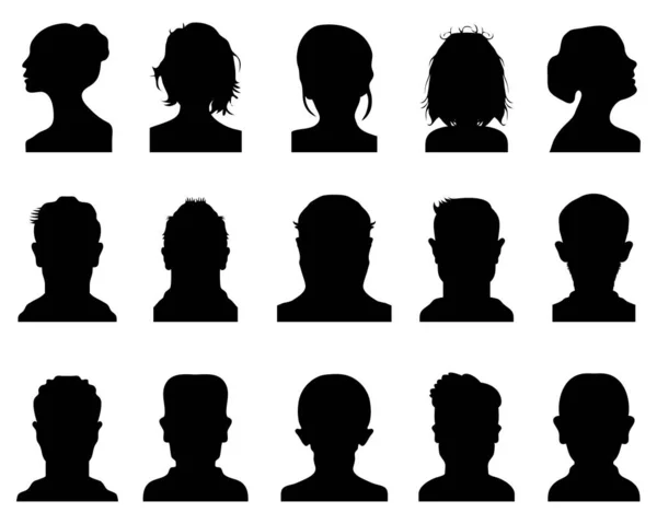 Silhouettes Noires Profil Avatar Sur Fond Blanc — Image vectorielle