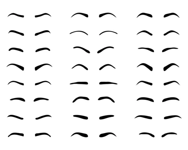 Types Formes Sourcils Conception Tatouage Silhouettes Noires — Image vectorielle