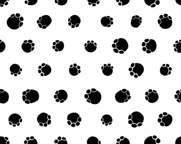 Black Footprints Elephants White Background Seamless Pattern — Stock Vector
