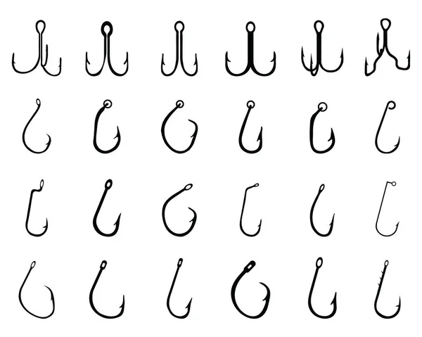 Silhouettes Noires Différents Crochets Pêche Sur Fond Blanc Illustration De Stock