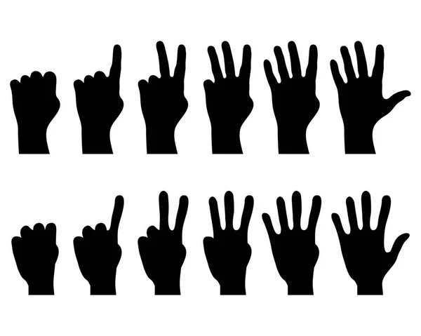 Hands Silhouettes Finger Count White Background — Stock Vector