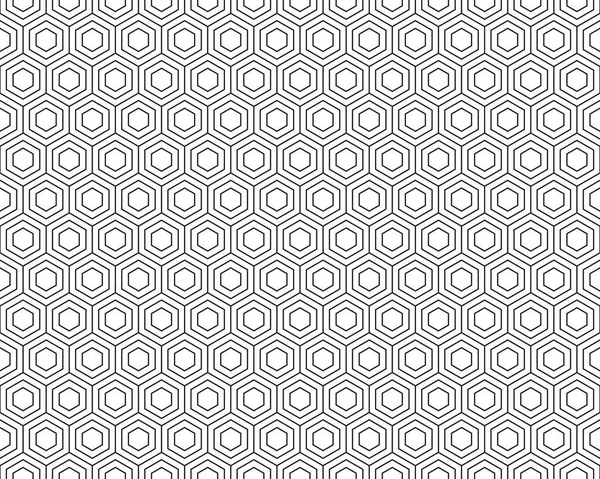 Beyaz arkaplanda siyah dikişsiz altıgen bal peteği deseni