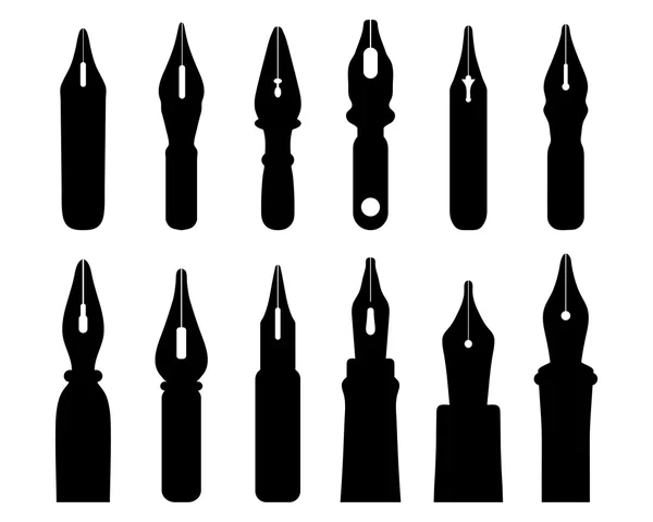 Old ink pen nibs — Stock Vector