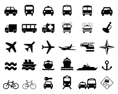 Beyaz arkaplanda siyah evrensel ağ simgeleri kümesi