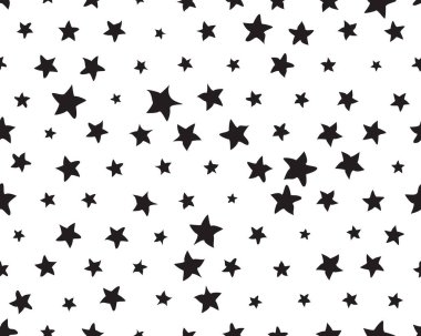 Siyah yıldızlar, gelişigüzel boyutlar, pürüzsüz desenli dijital clipart
