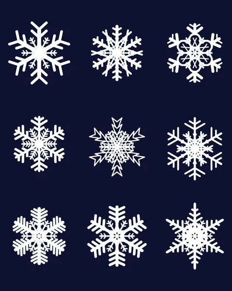 Diferentes copos de nieve blancos — Vector de stock