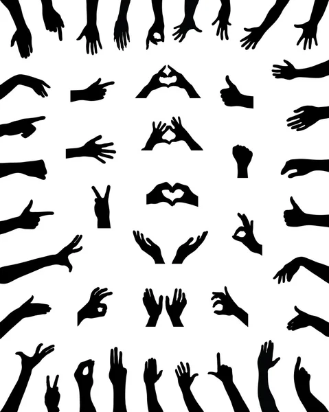 Silhouettes of hands — Stock Vector