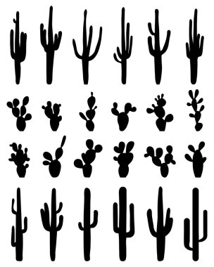 silhouettes of cactus clipart