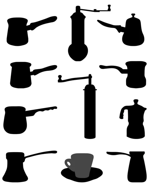 Горщик і шліфувальна машина для кави — стоковий вектор