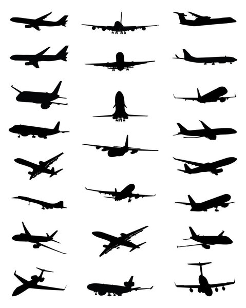 silhouettes of aircrafts vector