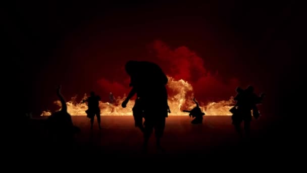 Silhouette de feu zombie 4K — Video