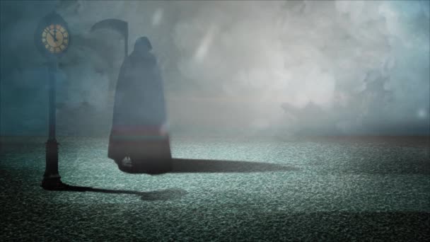 Grim Reaper a la espera de la medianoche 4K — Vídeos de Stock