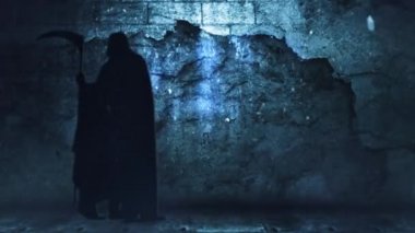 Azrail mavi Grunge duvar 4k