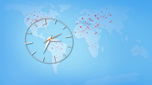 Running Out Time Covid World Map Loop Bevat Een Wereldkaart — Stockvideo