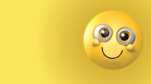 배경에 Happy Emoji 루프는 배경에 빛나는 Happy Smiling Yellow Emoji — 비디오