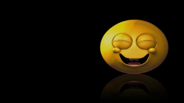 Laughing Emoji Reflective Black Background Loop Features Happy Smiling Laughing — Stock Video