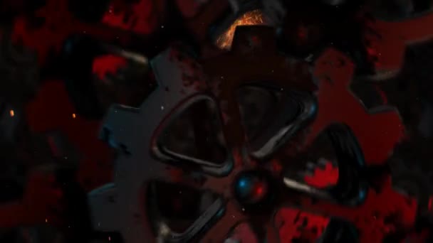Rusty Metal Gears Loop 여행하는 장면은 기어를 비행하는 장면을 특징으로 — 비디오