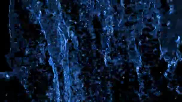 Waterfall Blue Continuous Background Loop Features Water Pouring Screen Black — Stock Video