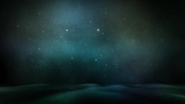 Traveling Over Land Through Smoke in Space 4K Loop features a camera view traveling over a barren landscape with smoke and particles flowing by in a loop.